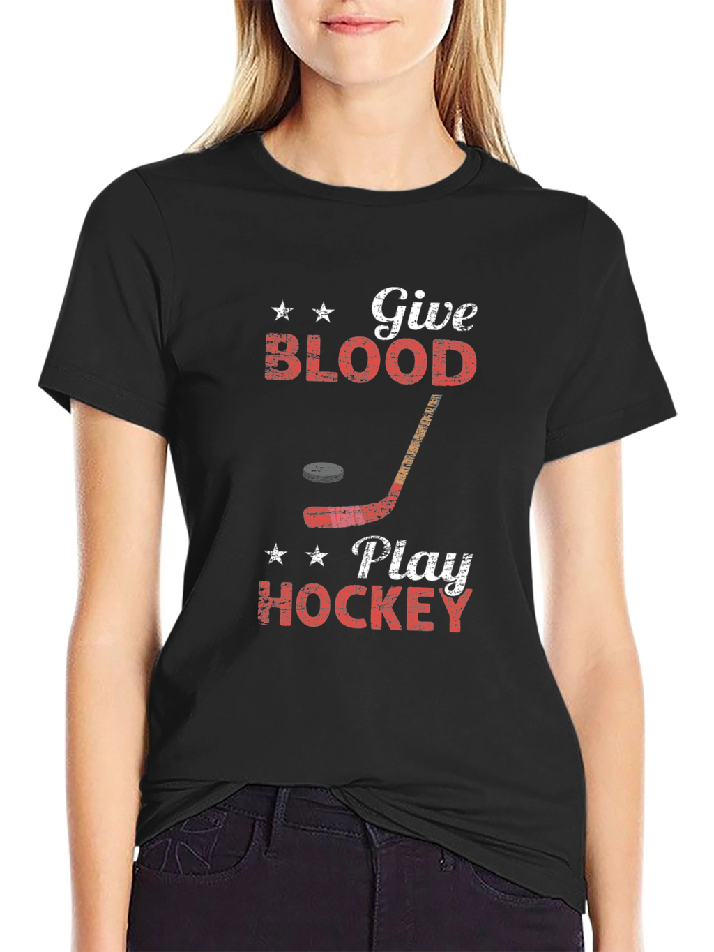 Give Blood Play Hockey Graphic T-Shirt