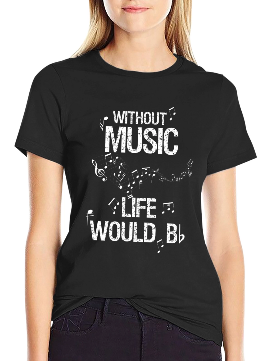 Music Lover T-Shirt: Without Music Life Would B Flat