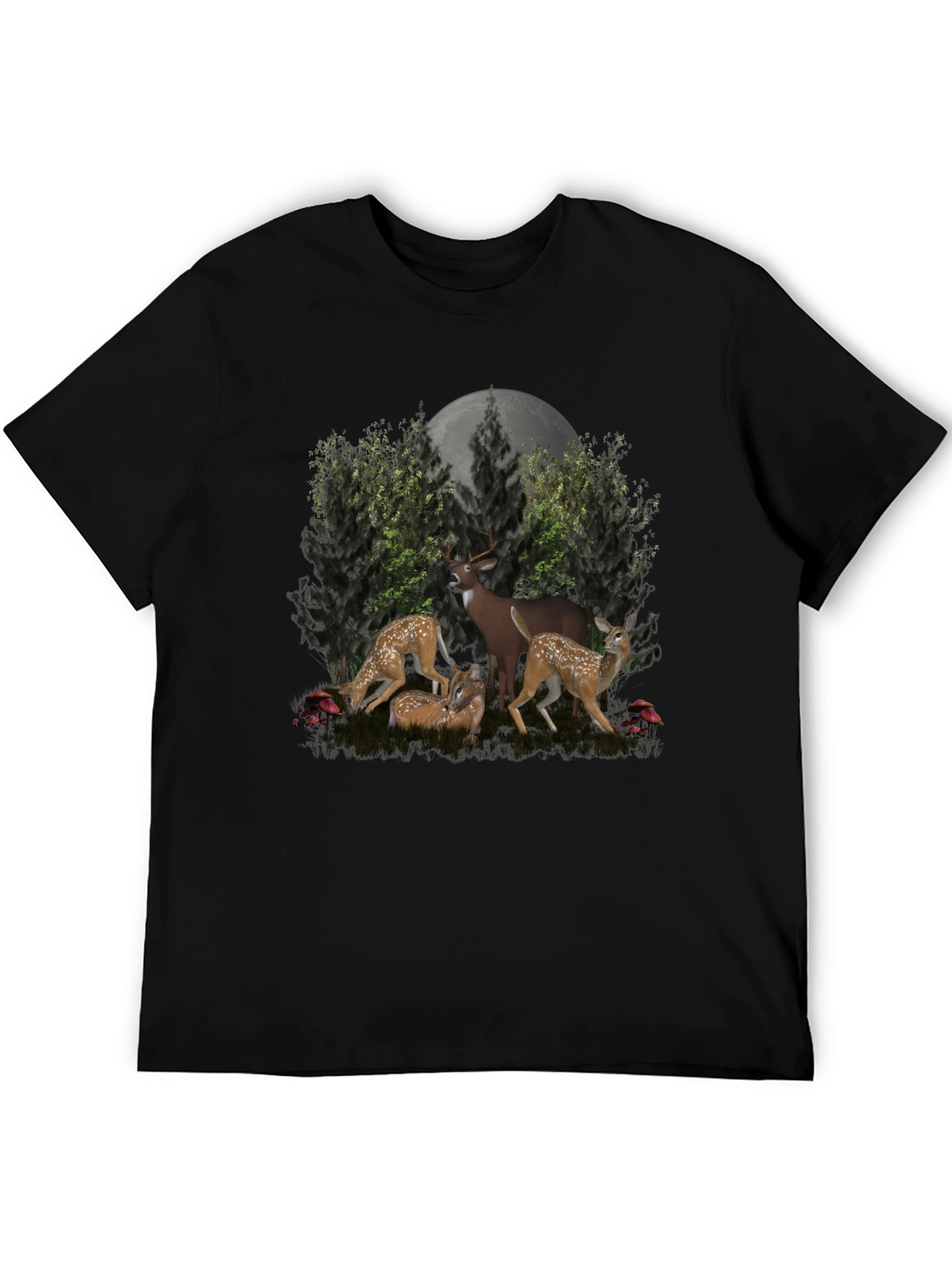 Deer Family Black T-Shirt