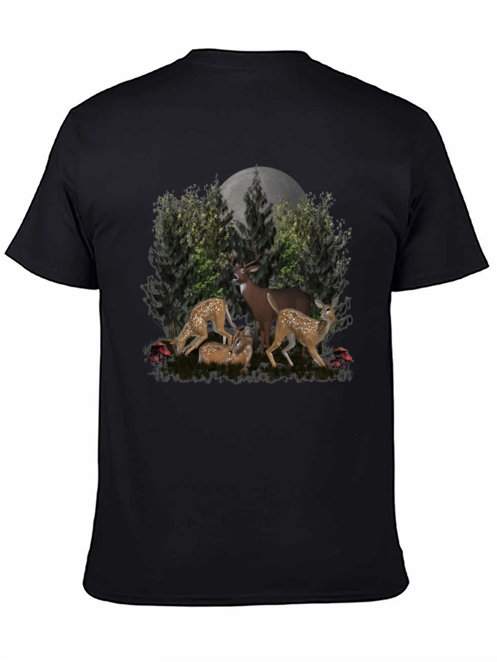 Deer Family Black T-Shirt