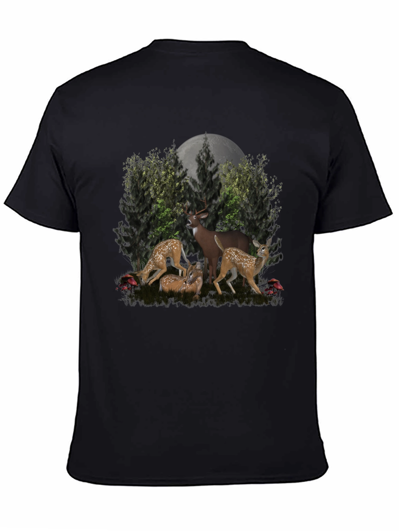 Deer Family Black T-Shirt