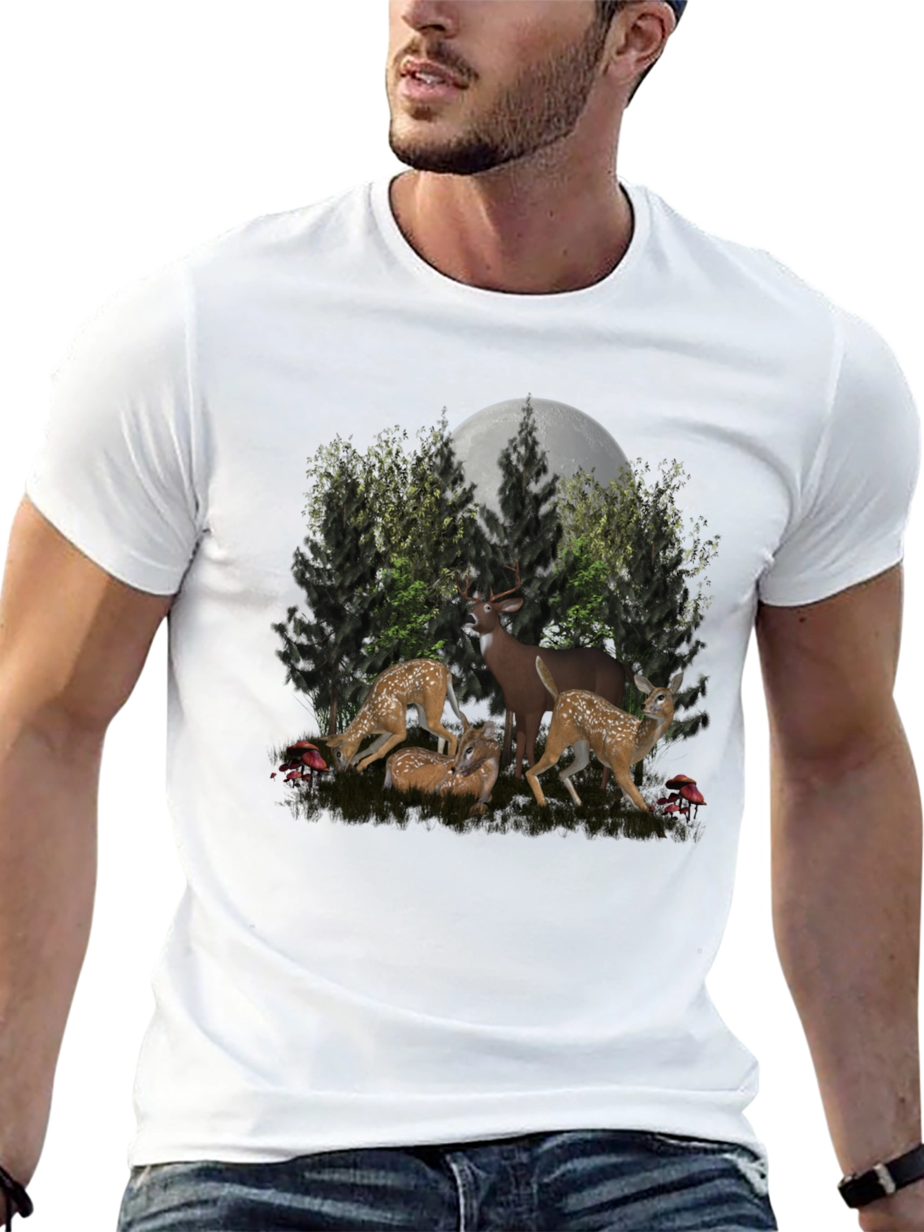 Deer Family Black T-Shirt