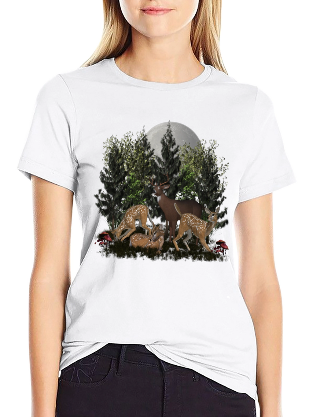 Deer Family Black T-Shirt