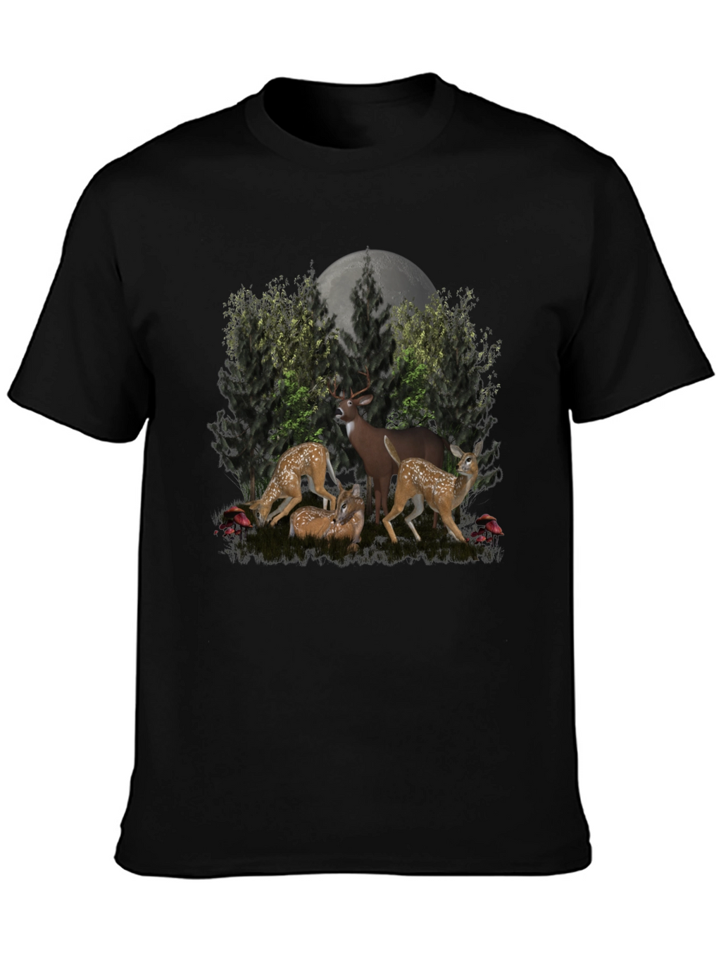 Deer Family Black T-Shirt