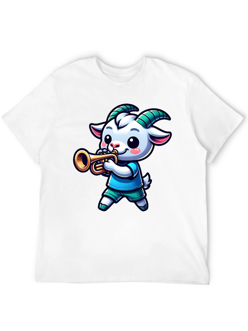 Goat Trumpet Player Black T-Shirt