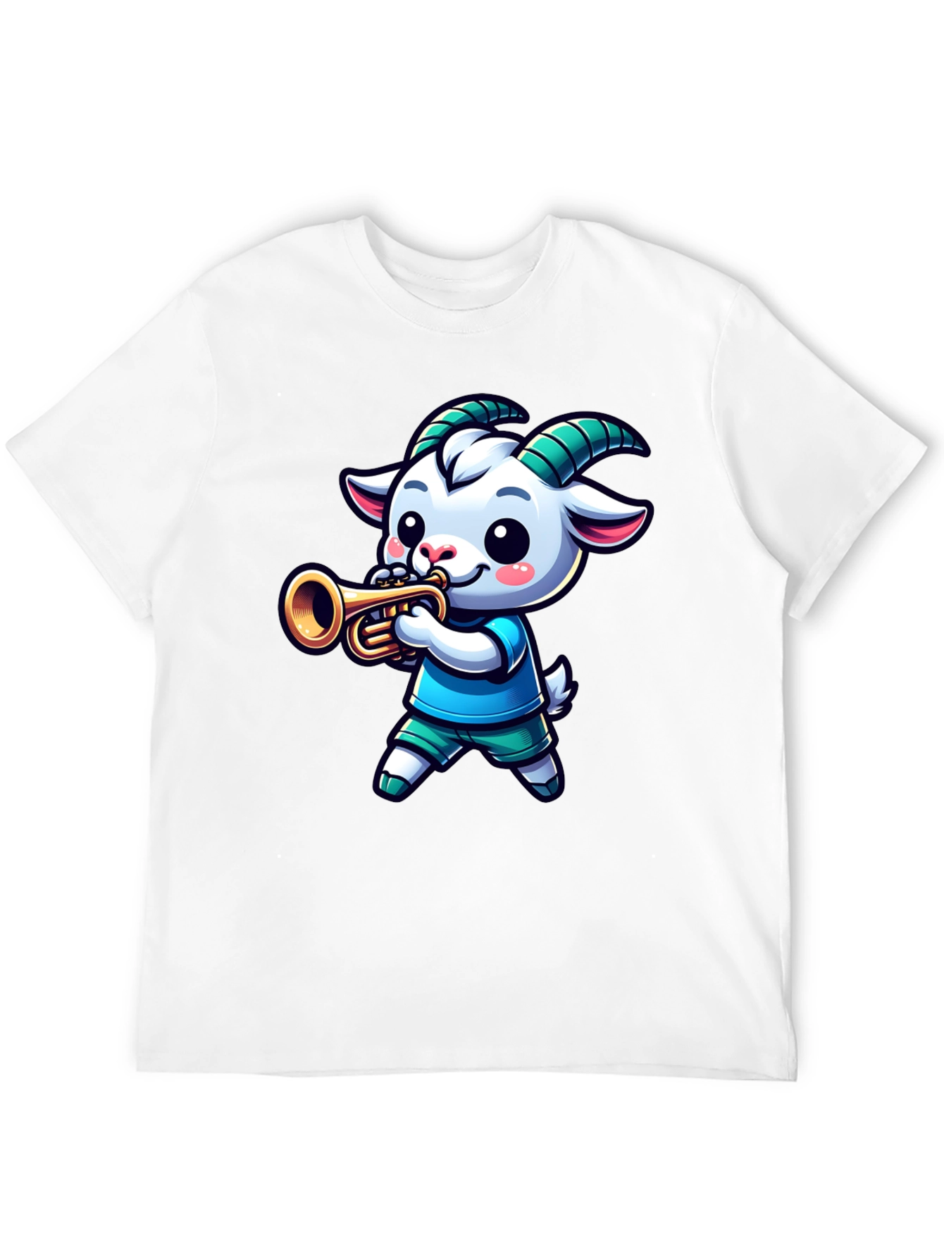 Goat Trumpet Player Black T-Shirt