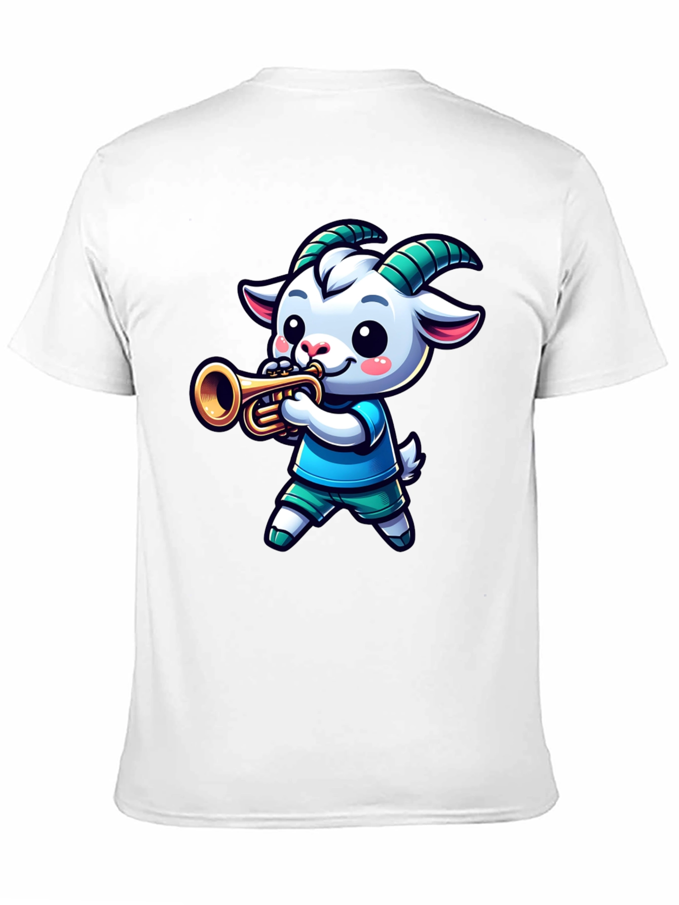 Goat Trumpet Player Black T-Shirt