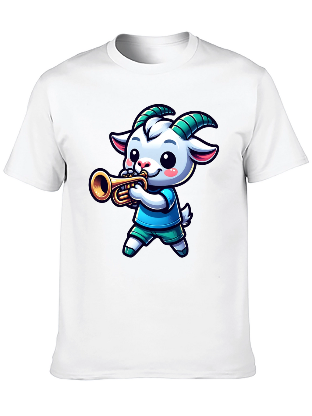 Goat Trumpet Player Black T-Shirt