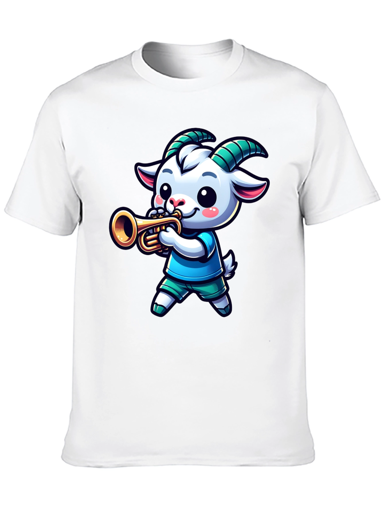 Goat Trumpet Player Black T-Shirt