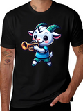 Goat Trumpet Player Black T-Shirt