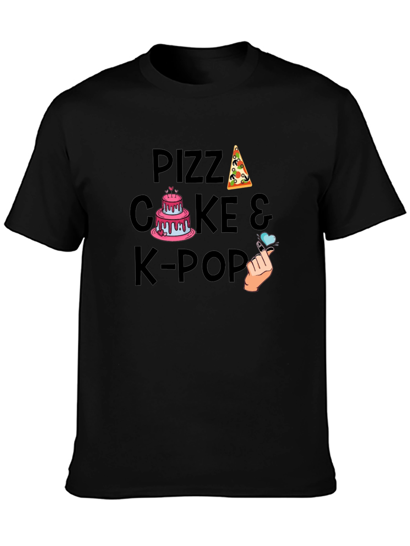 Pizza Cake & K-Pop Graphic T-Shirt