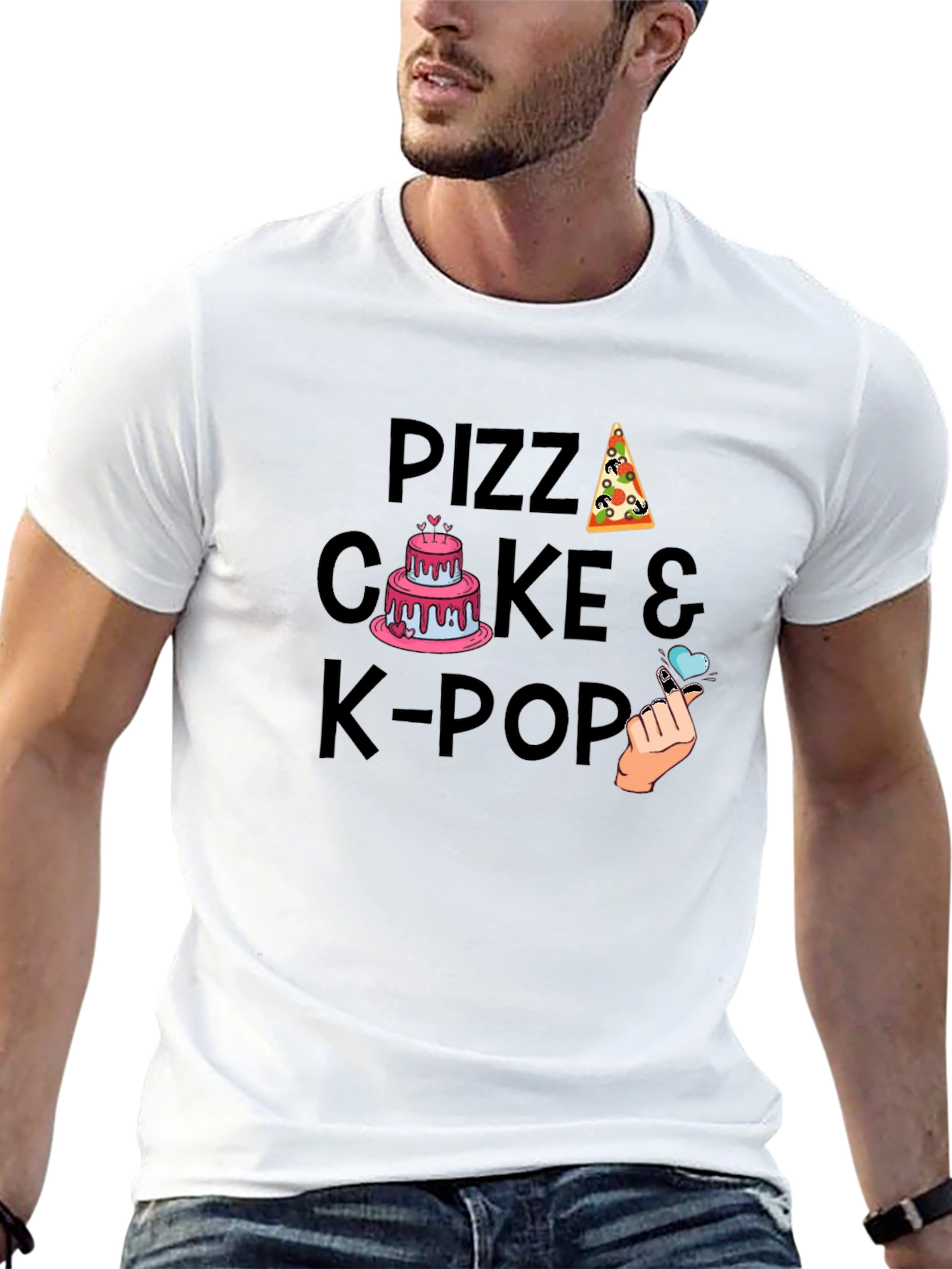 Pizza Cake & K-Pop Graphic T-Shirt