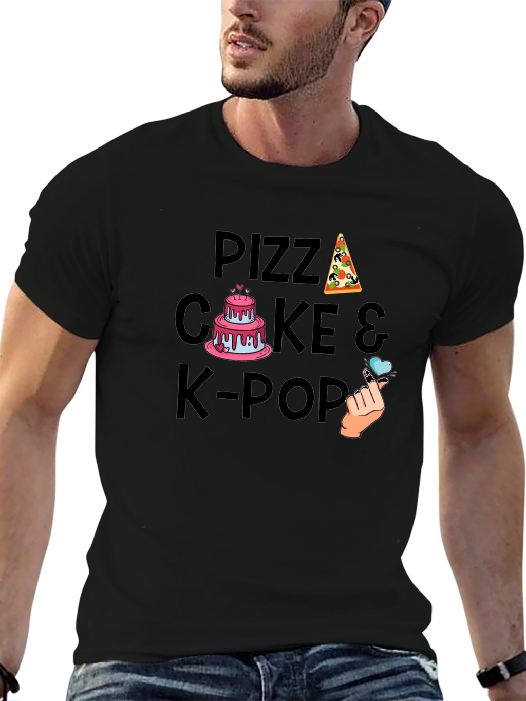 Pizza Cake & K-Pop Graphic T-Shirt