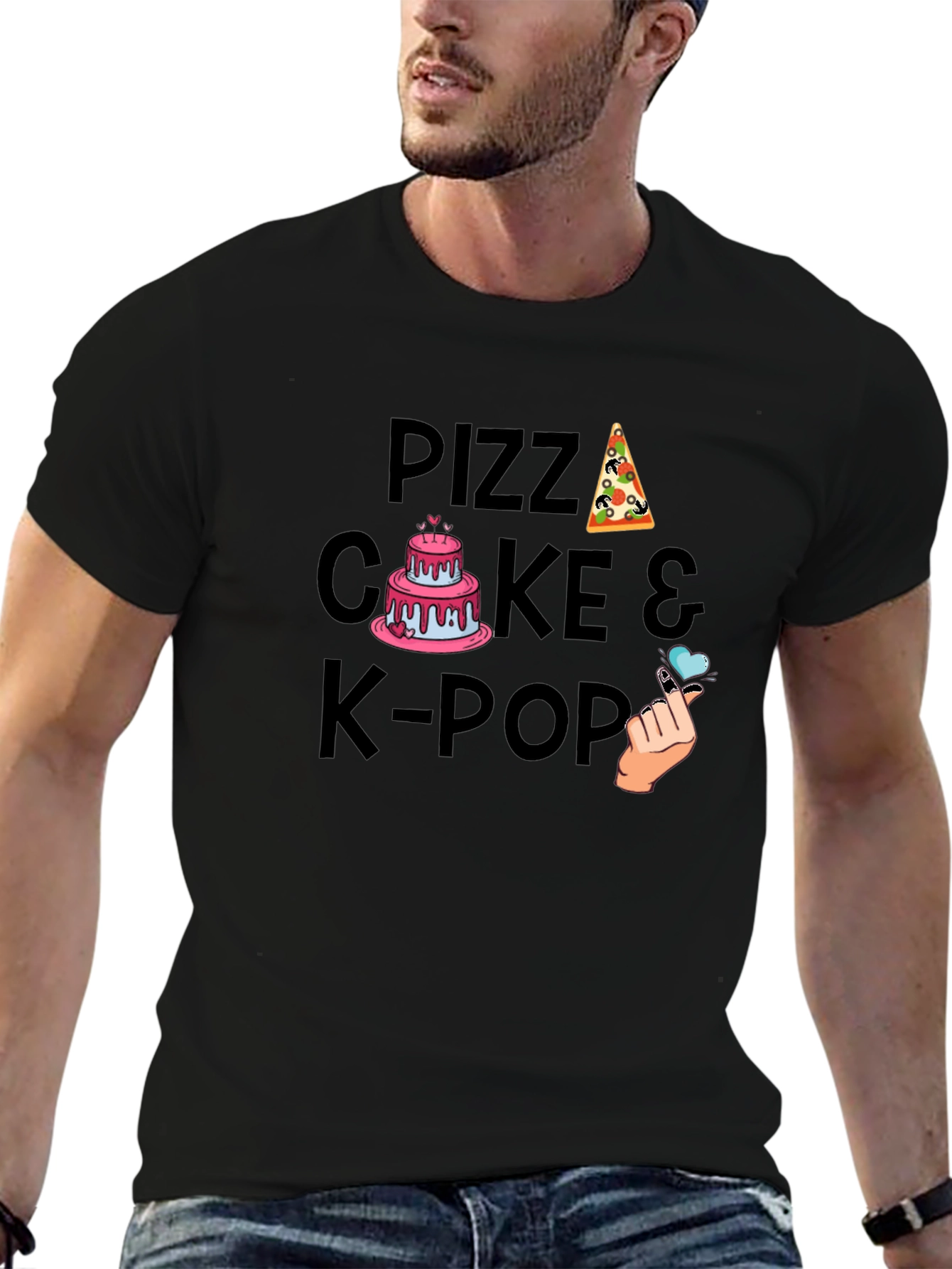 Pizza Cake & K-Pop Graphic T-Shirt