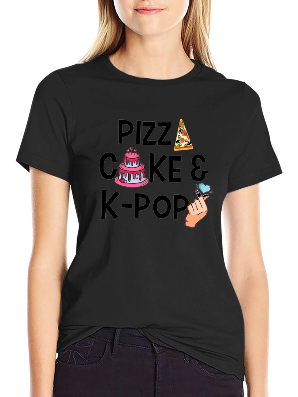 Pizza Cake & K-Pop Graphic T-Shirt