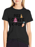 Pizza Cake & K-Pop Graphic T-Shirt