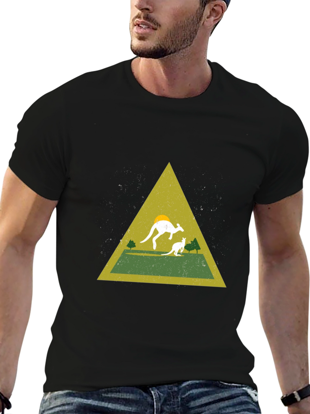 Kangaroo Triangle Graphic Tee - Black