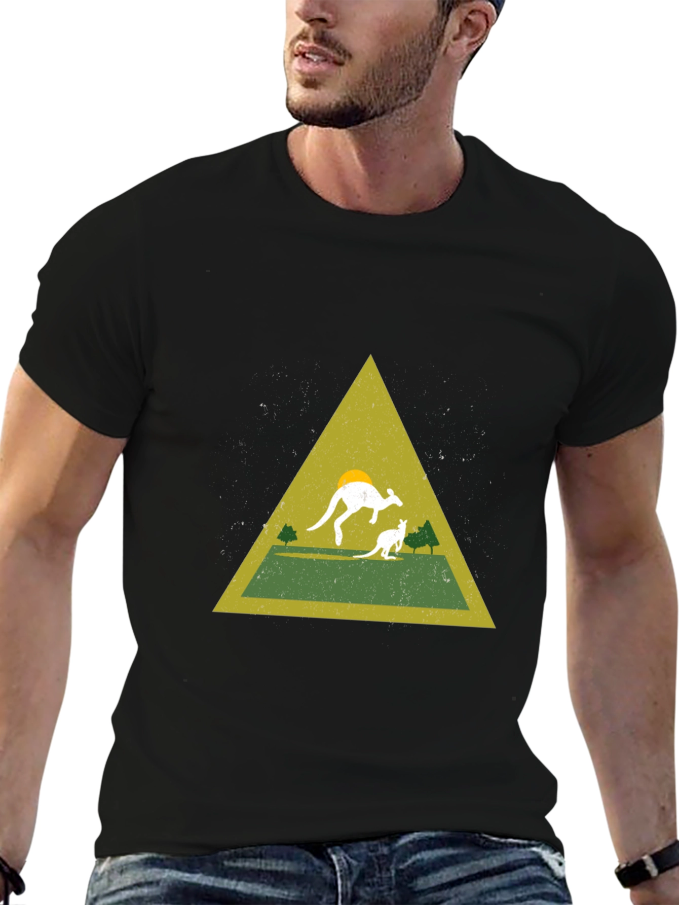 Kangaroo Triangle Graphic Tee - Black