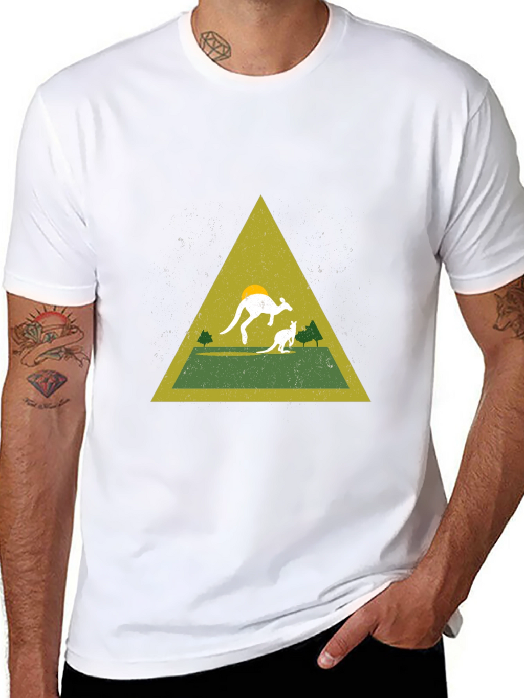Kangaroo Triangle Graphic Tee - Black