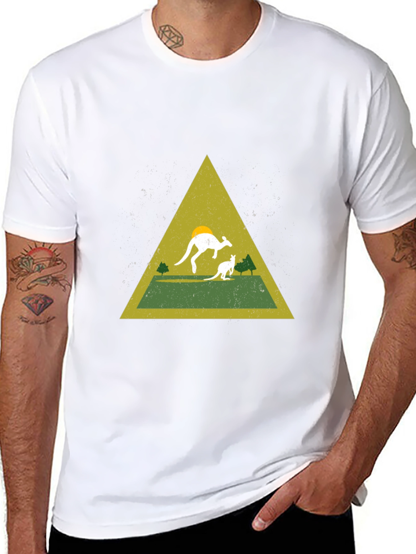 Kangaroo Triangle Graphic Tee - Black