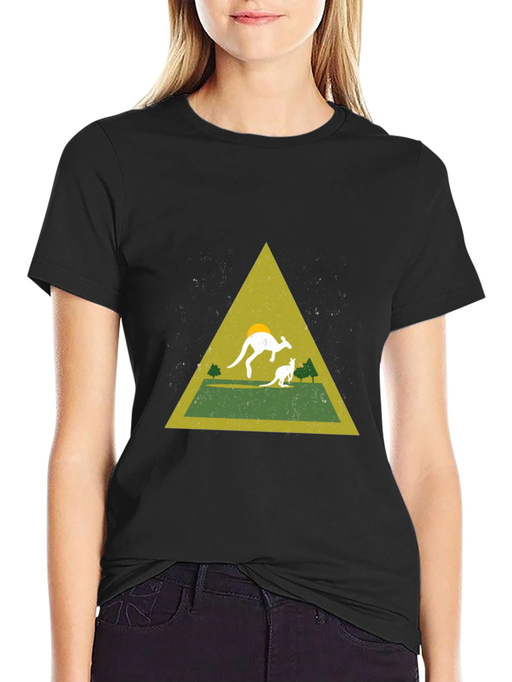 Kangaroo Triangle Graphic Tee - Black