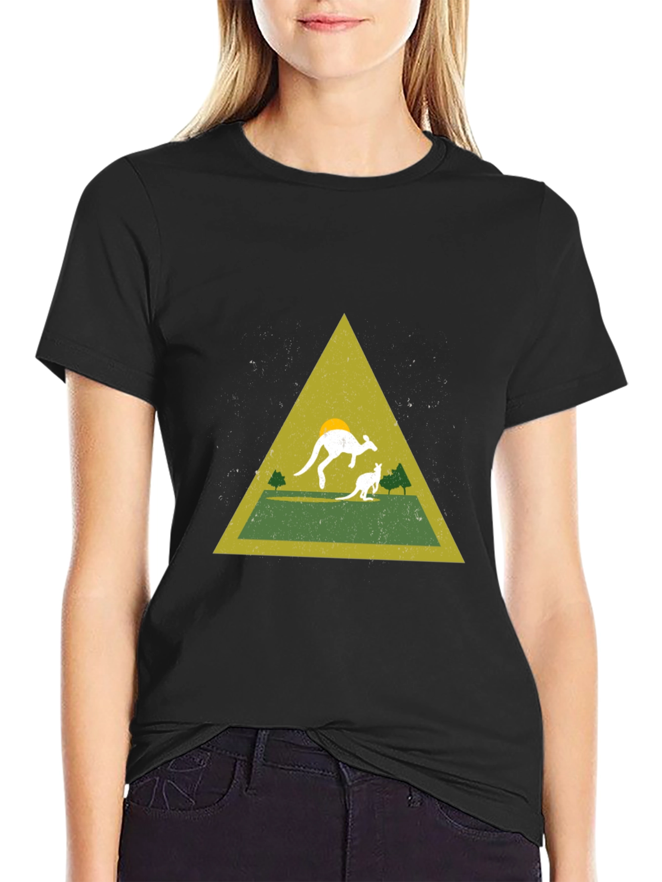 Kangaroo Triangle Graphic Tee - Black