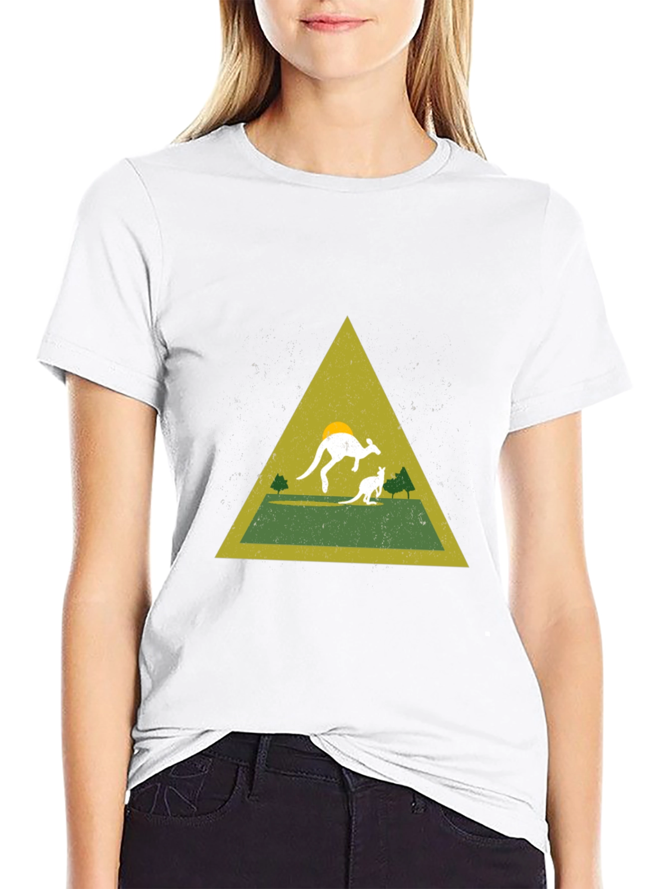 Kangaroo Triangle Graphic Tee - Black