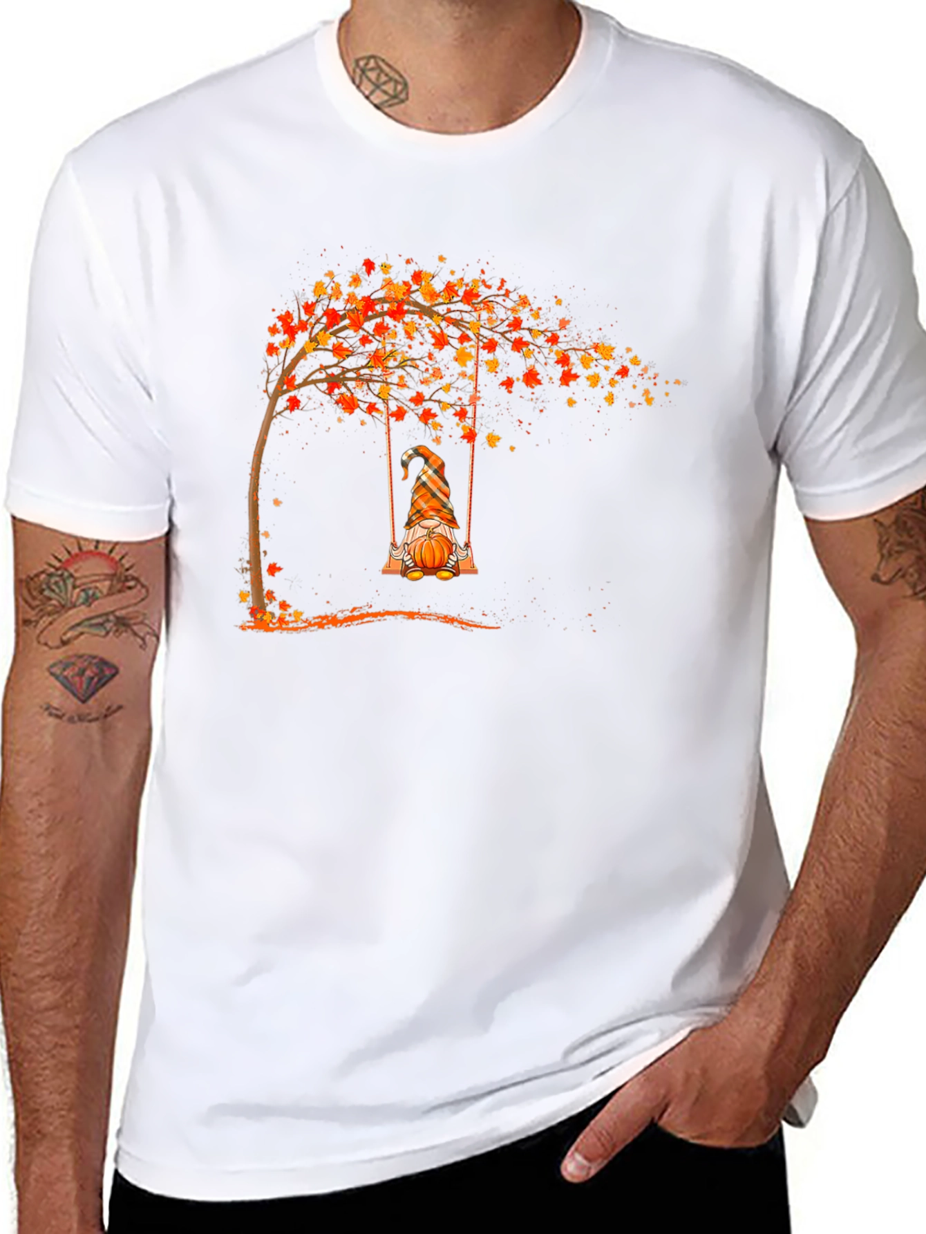 Autumn Gnome on Swing Graphic Tee