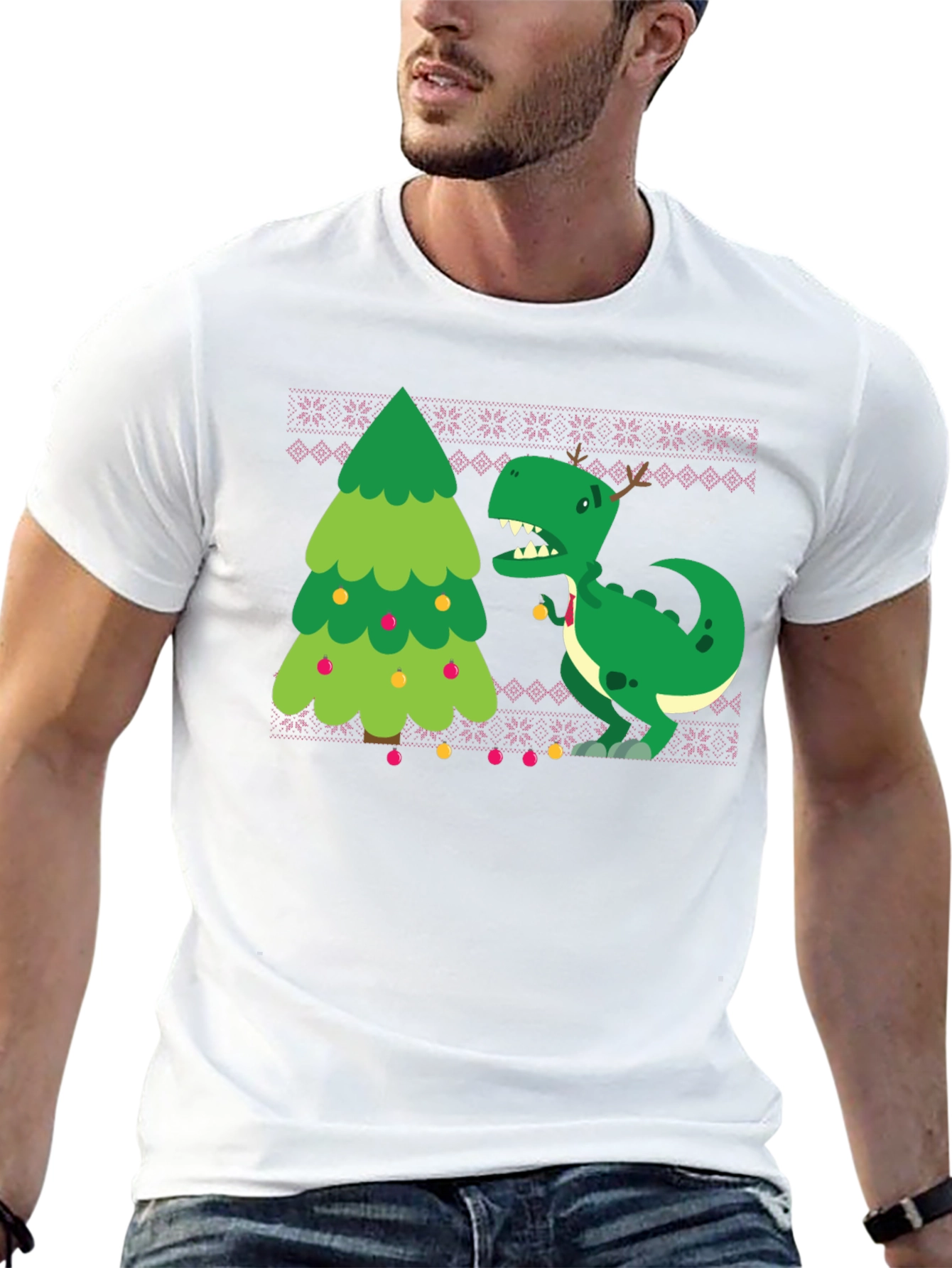 Festive Dinosaur Christmas T-Shirt
