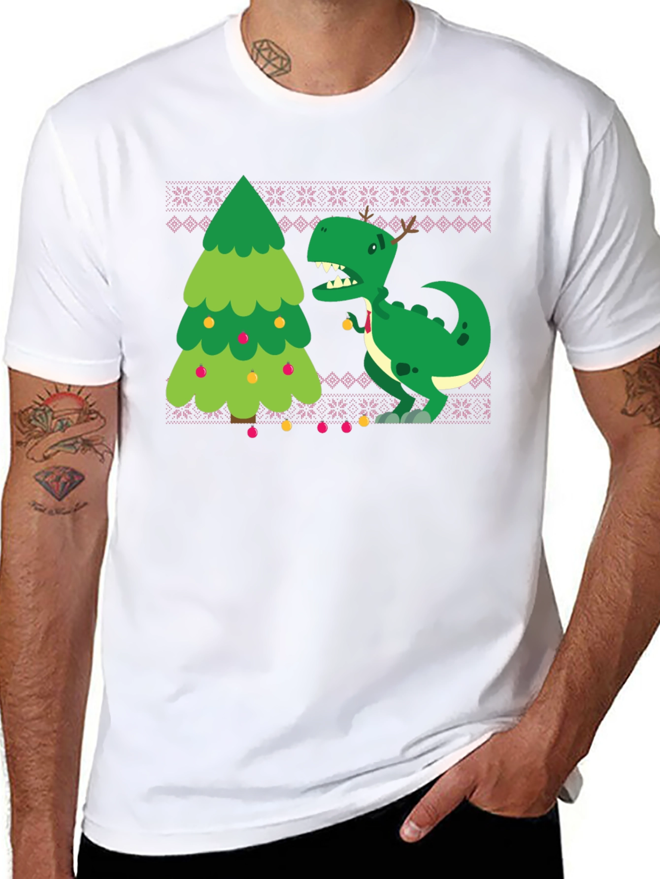 Festive Dinosaur Christmas T-Shirt
