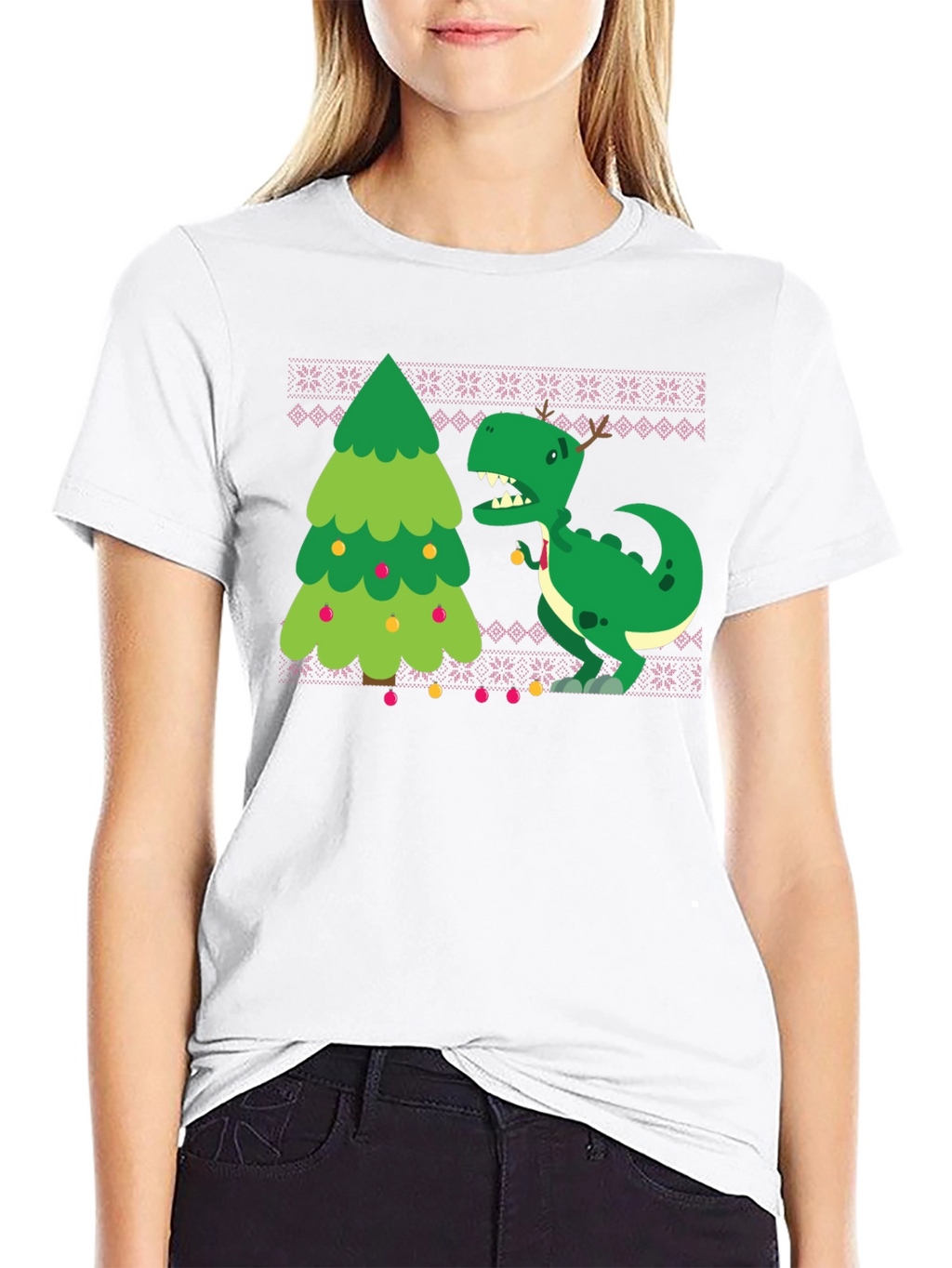 Festive Dinosaur Christmas T-Shirt
