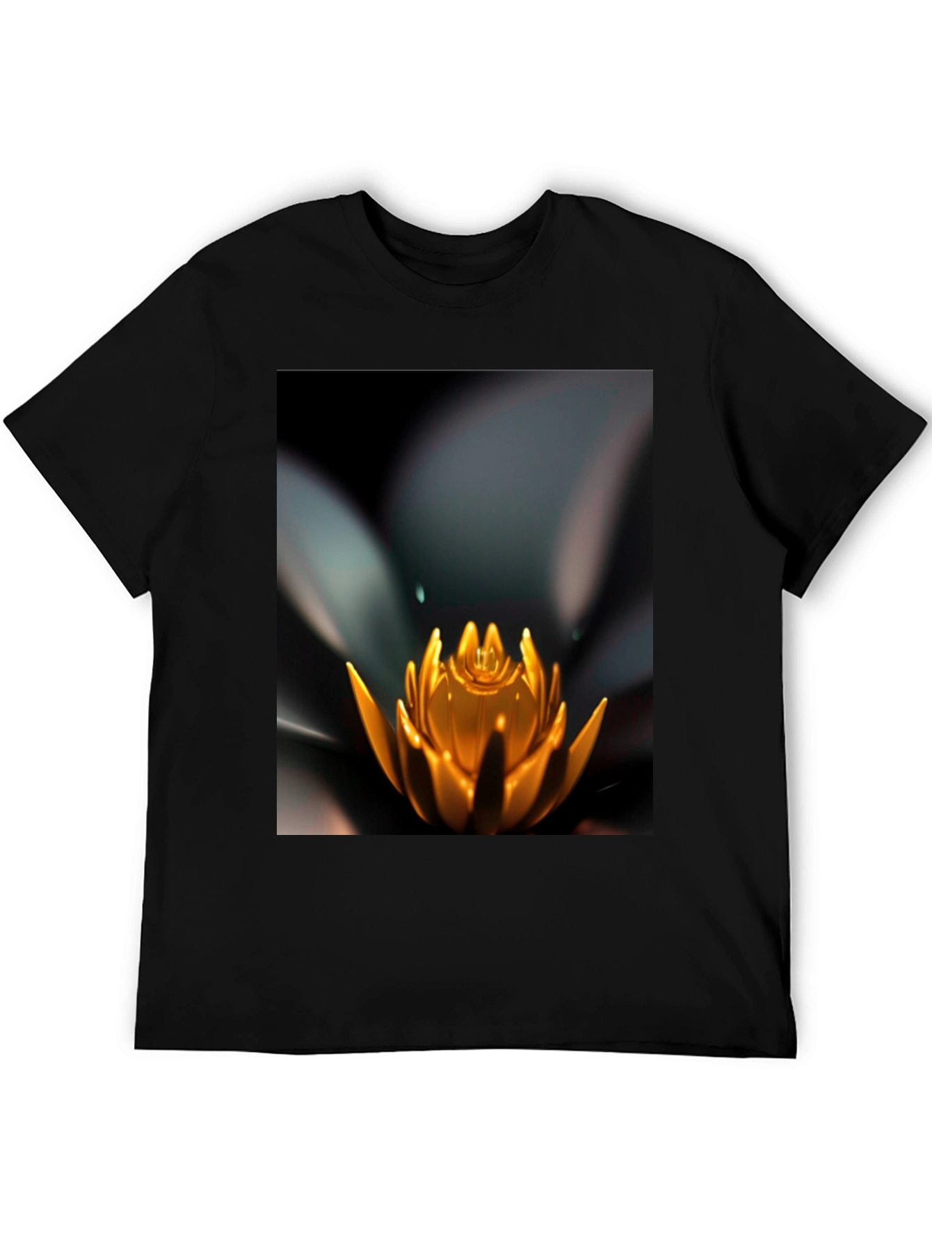 Lotus Flower Graphic Black T-Shirt