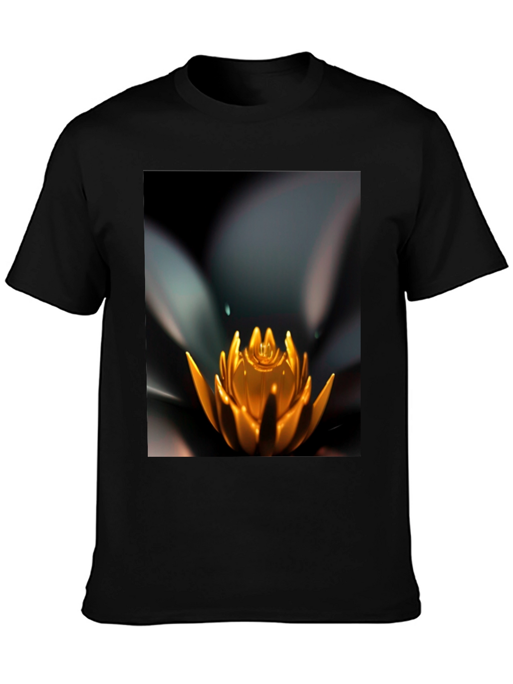 Lotus Flower Graphic Black T-Shirt