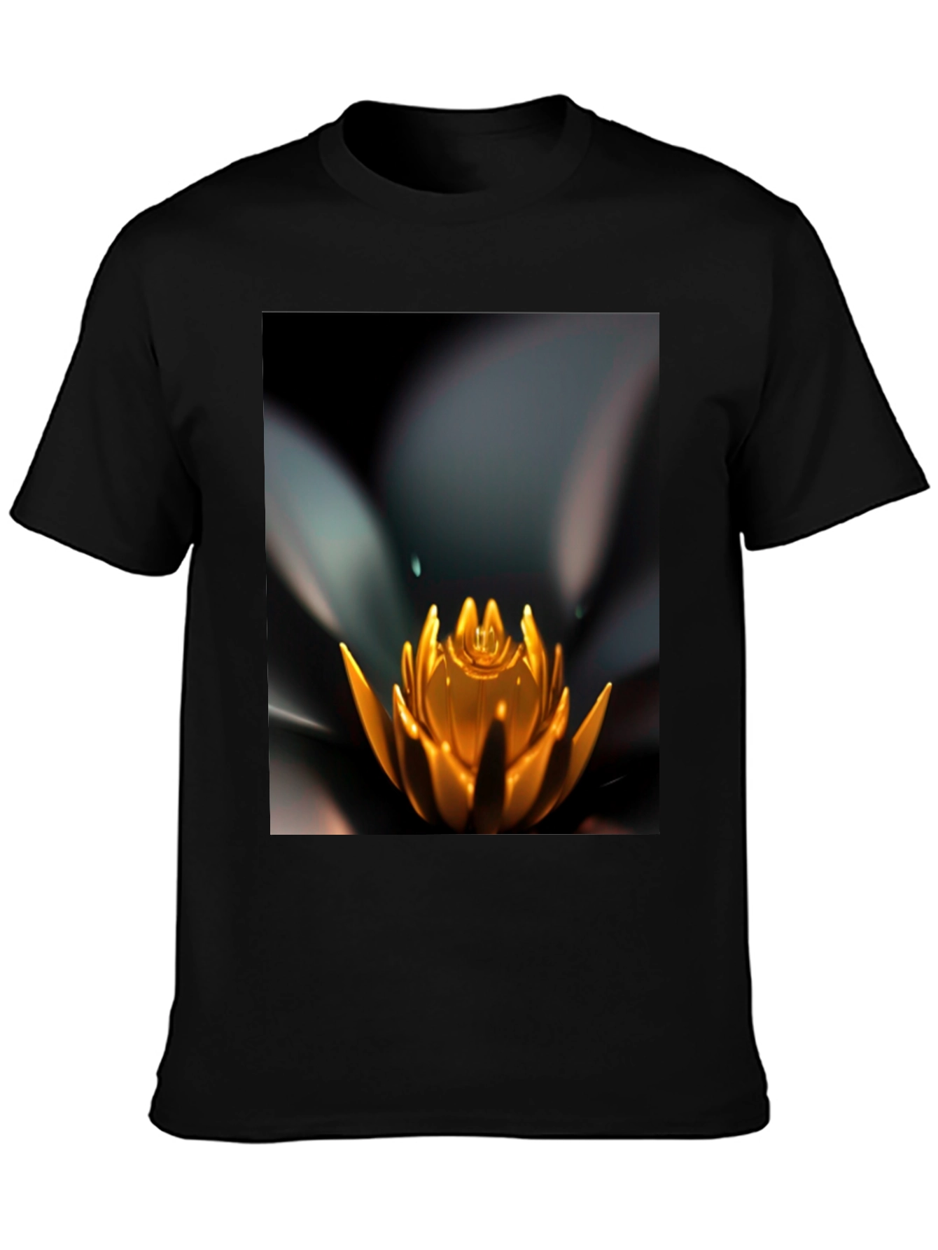 Lotus Flower Graphic Black T-Shirt