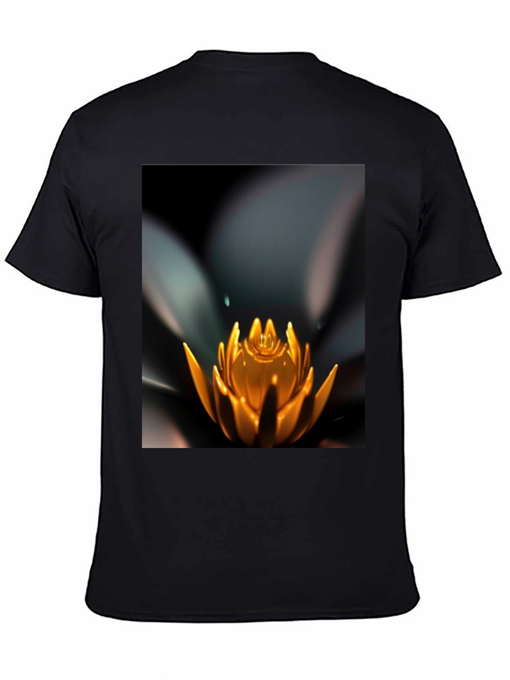 Lotus Flower Graphic Black T-Shirt