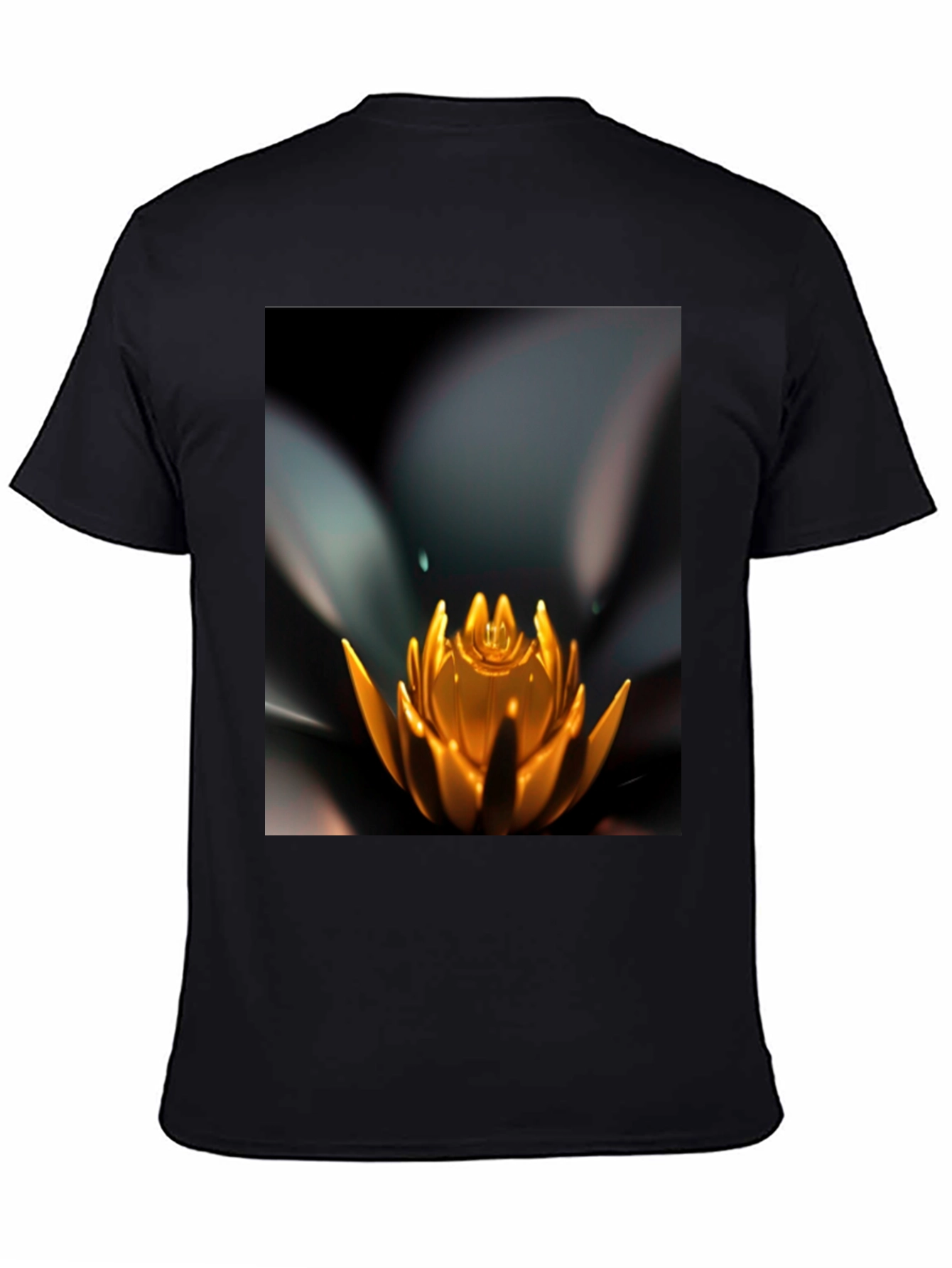 Lotus Flower Graphic Black T-Shirt