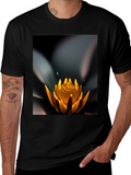 Lotus Flower Graphic Black T-Shirt