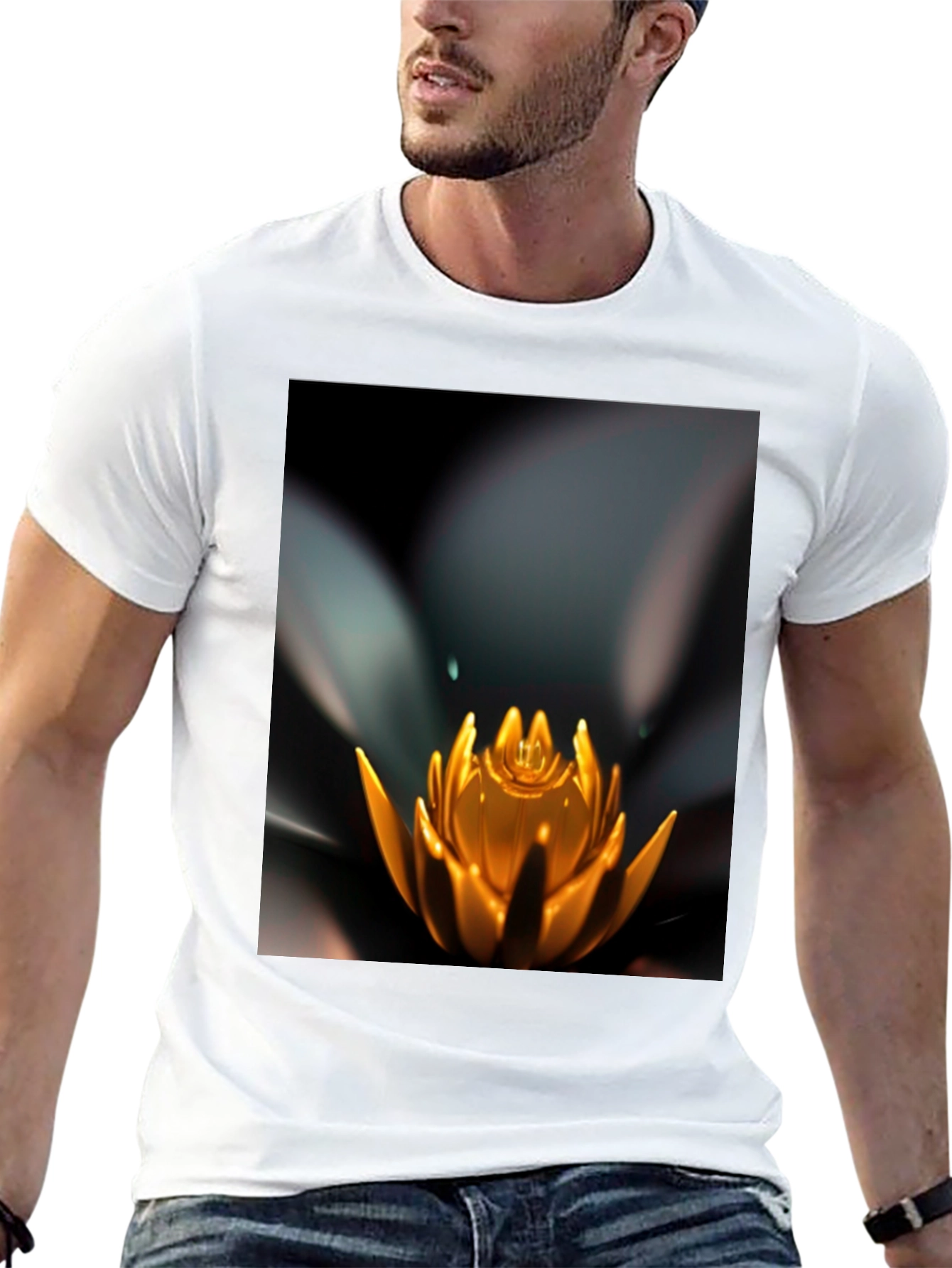 Lotus Flower Graphic Black T-Shirt