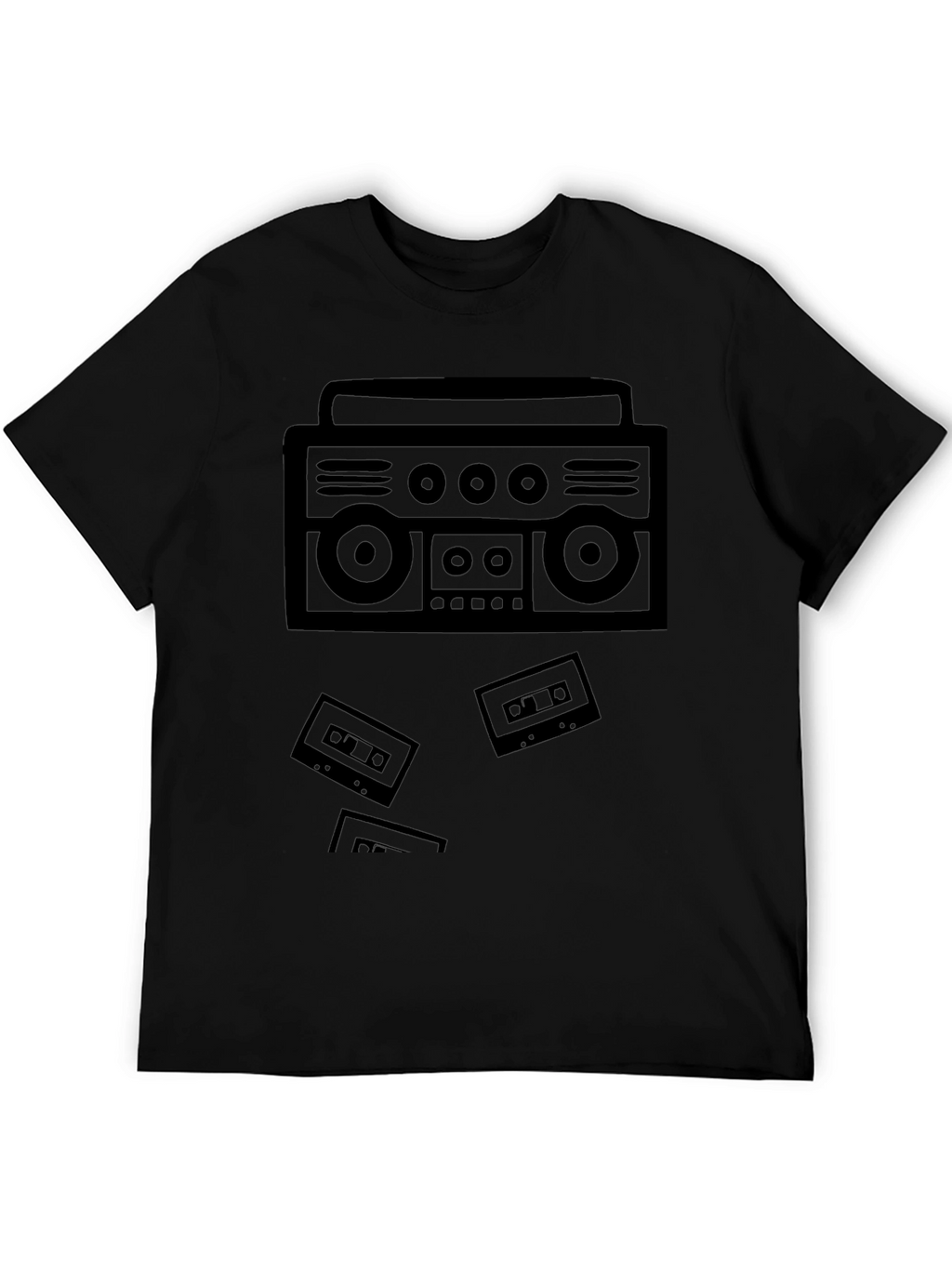 Retro Boombox Cassette Tape Black T-Shirt