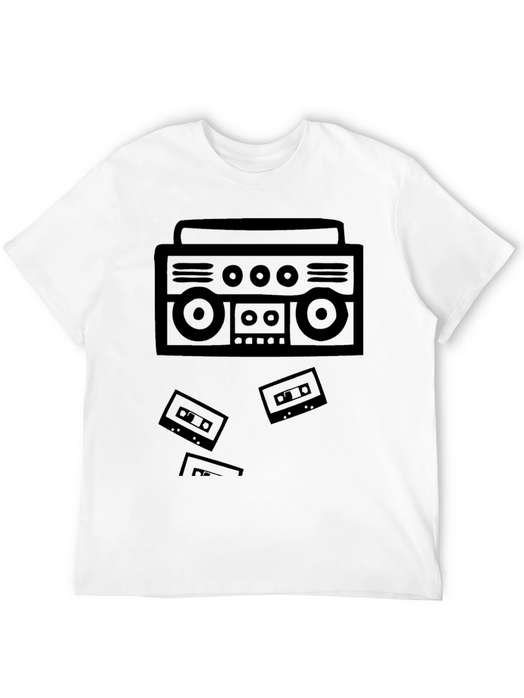 Retro Boombox Cassette Tape Black T-Shirt
