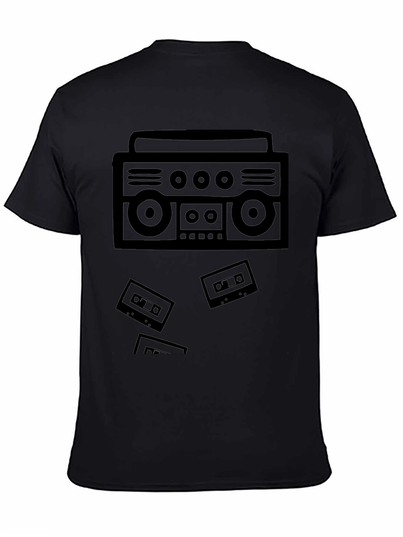 Retro Boombox Cassette Tape Black T-Shirt