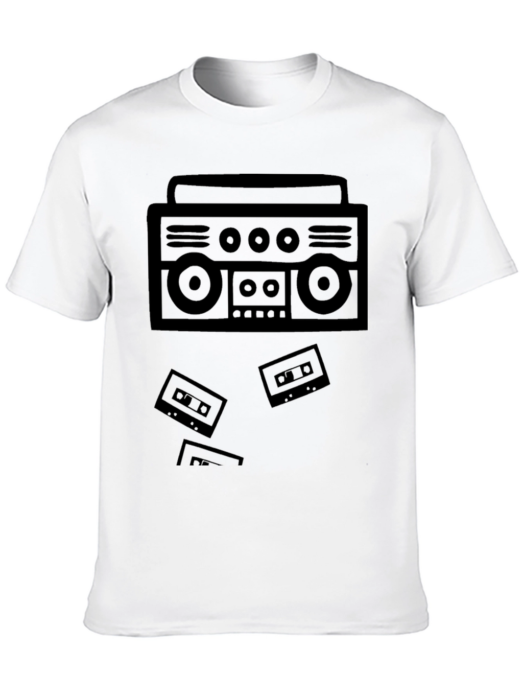 Retro Boombox Cassette Tape Black T-Shirt