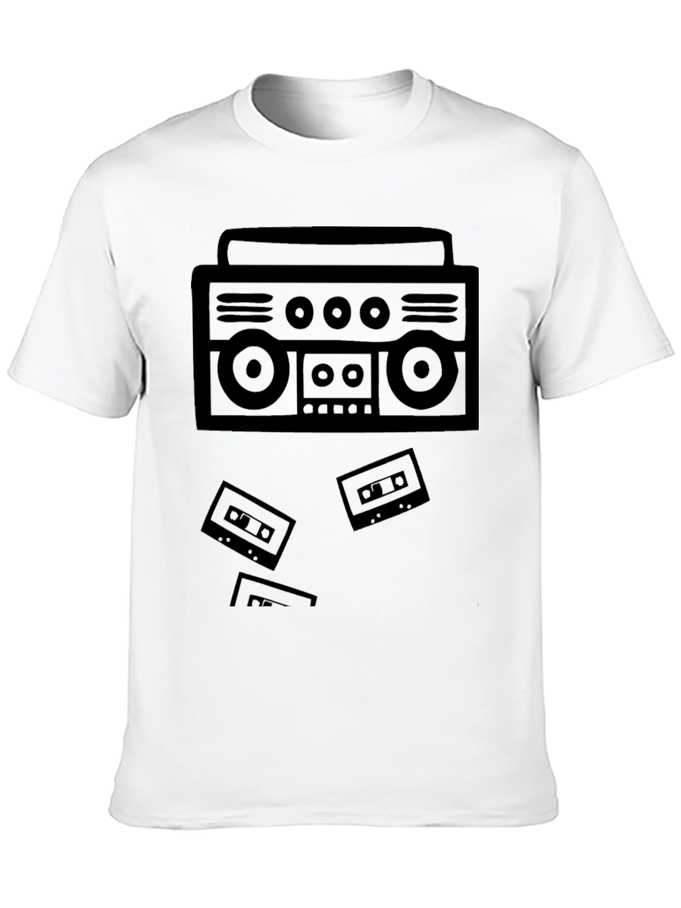 Retro Boombox Cassette Tape Black T-Shirt