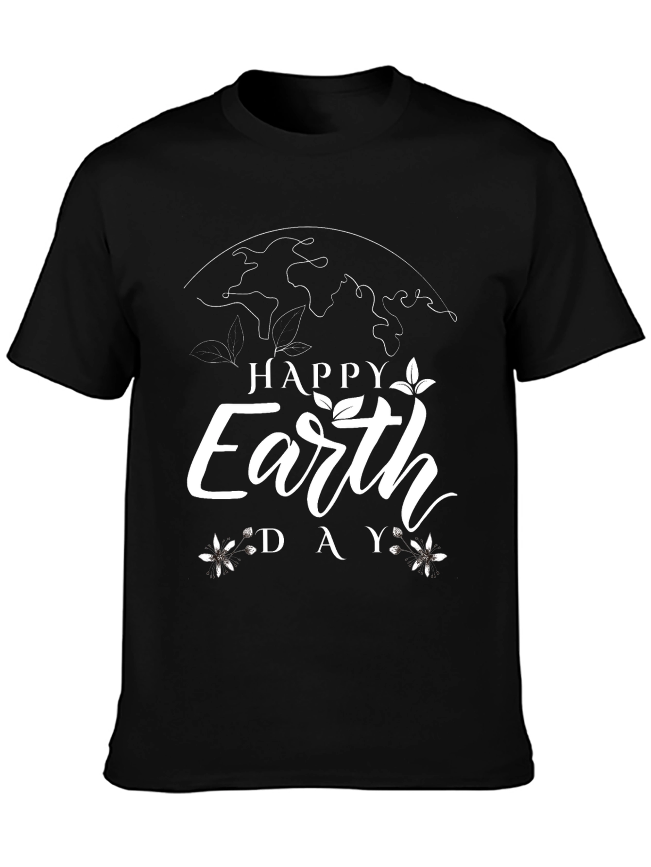 Happy Earth Day Graphic Tee - Black Cotton T-Shirt