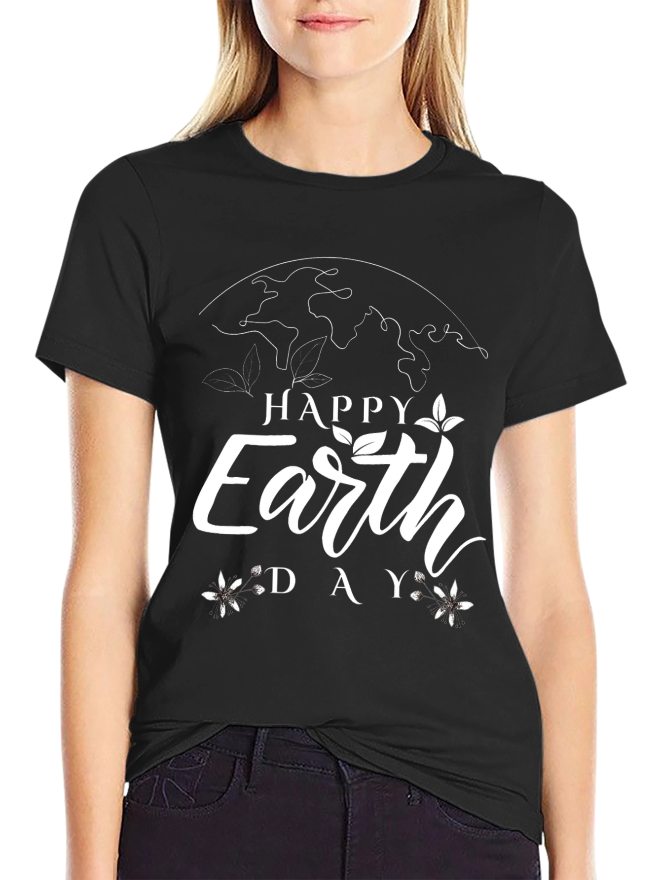 Happy Earth Day Graphic Tee - Black Cotton T-Shirt