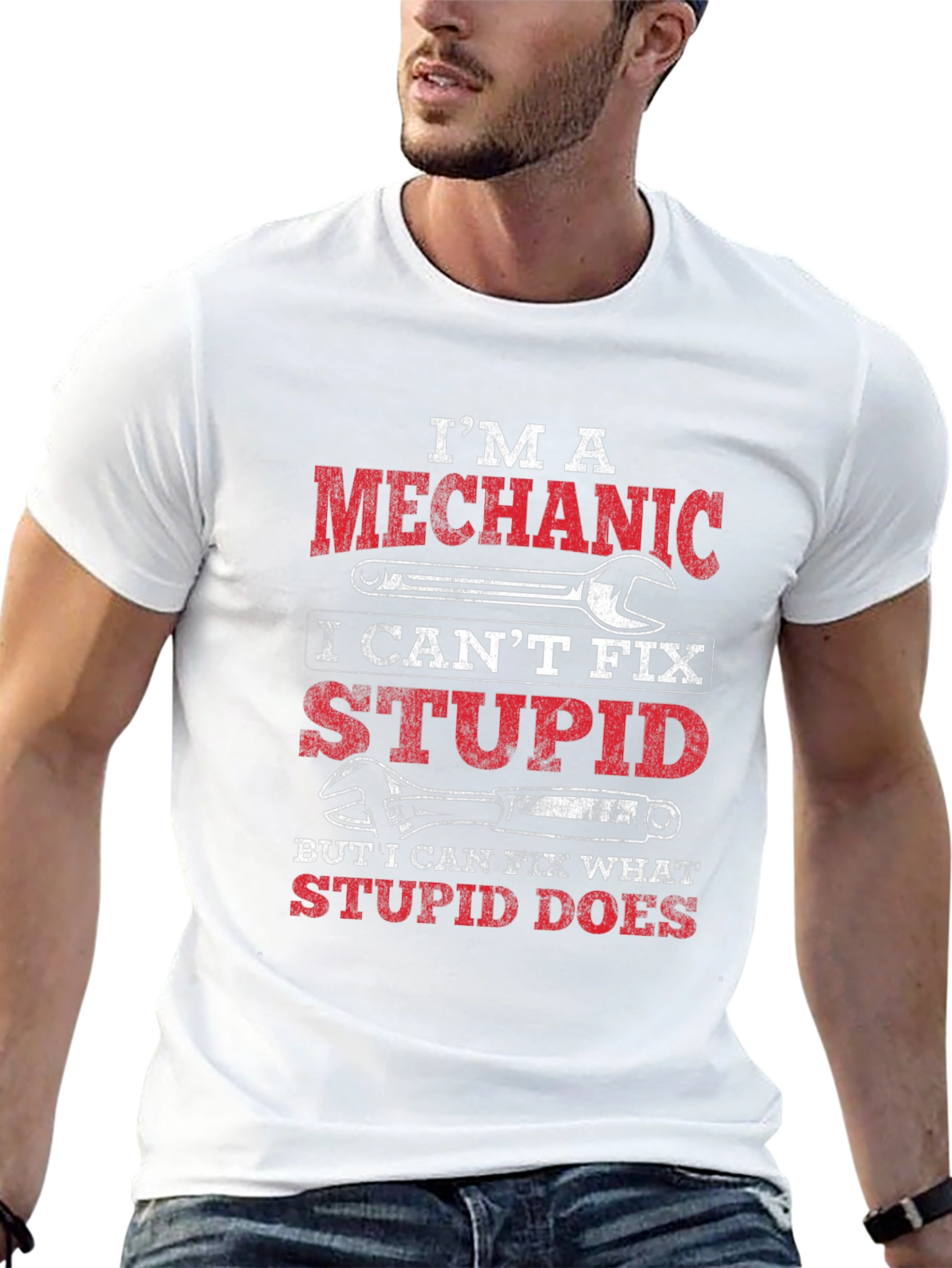 Mechanic T-Shirt: Cant Fix Stupid Funny Tee