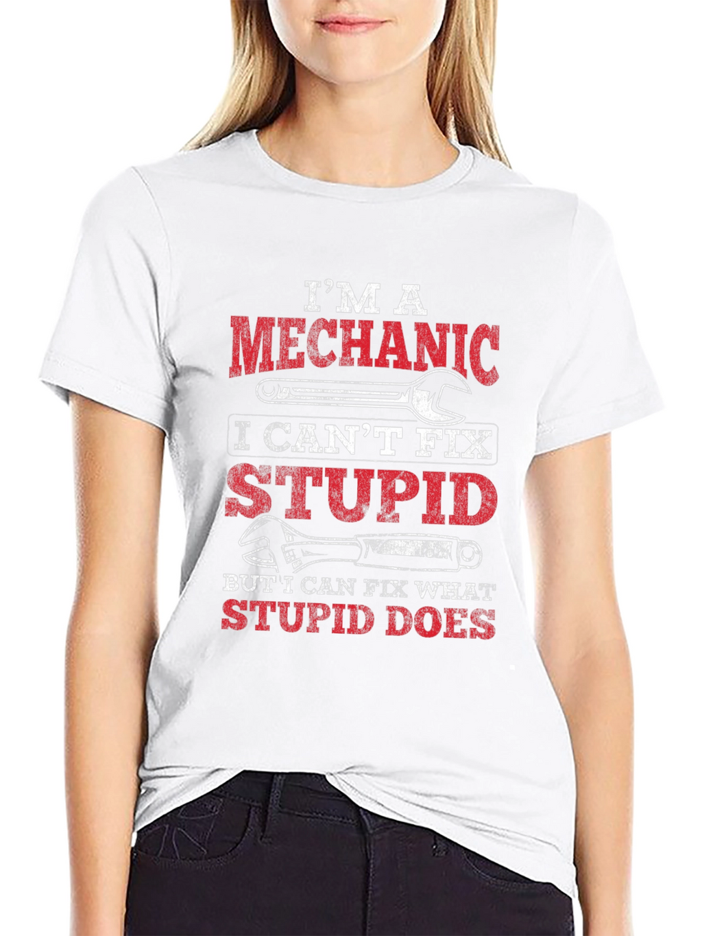 Mechanic T-Shirt: Cant Fix Stupid Funny Tee