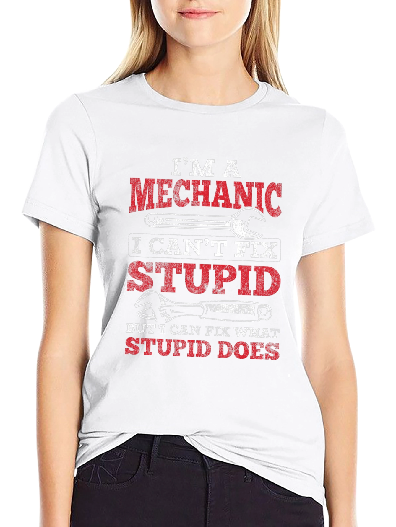 Mechanic T-Shirt: Cant Fix Stupid Funny Tee
