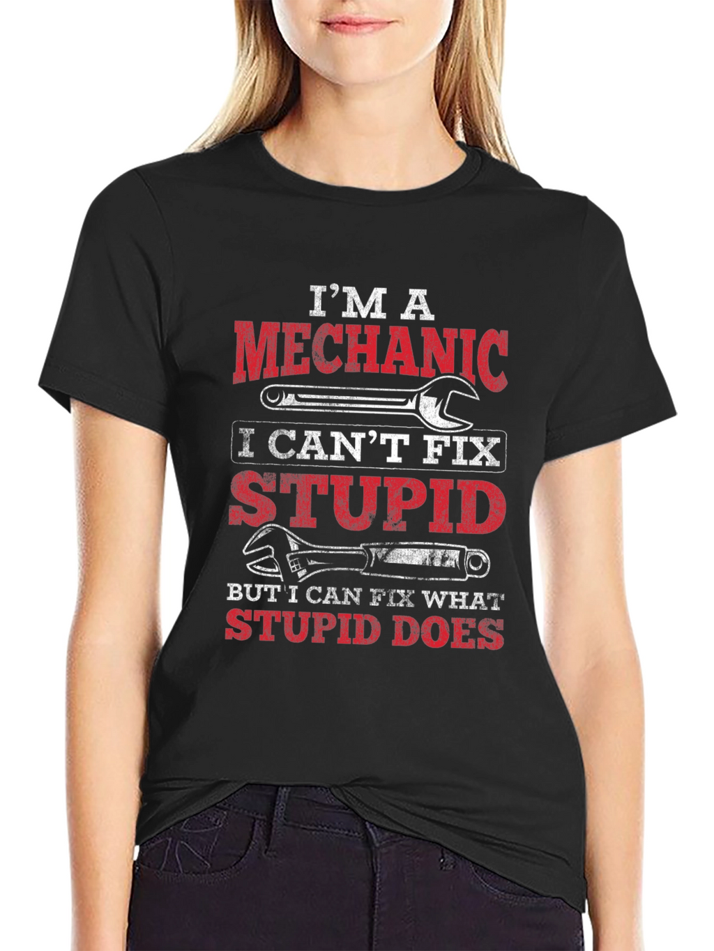 Mechanic T-Shirt: Cant Fix Stupid Funny Tee