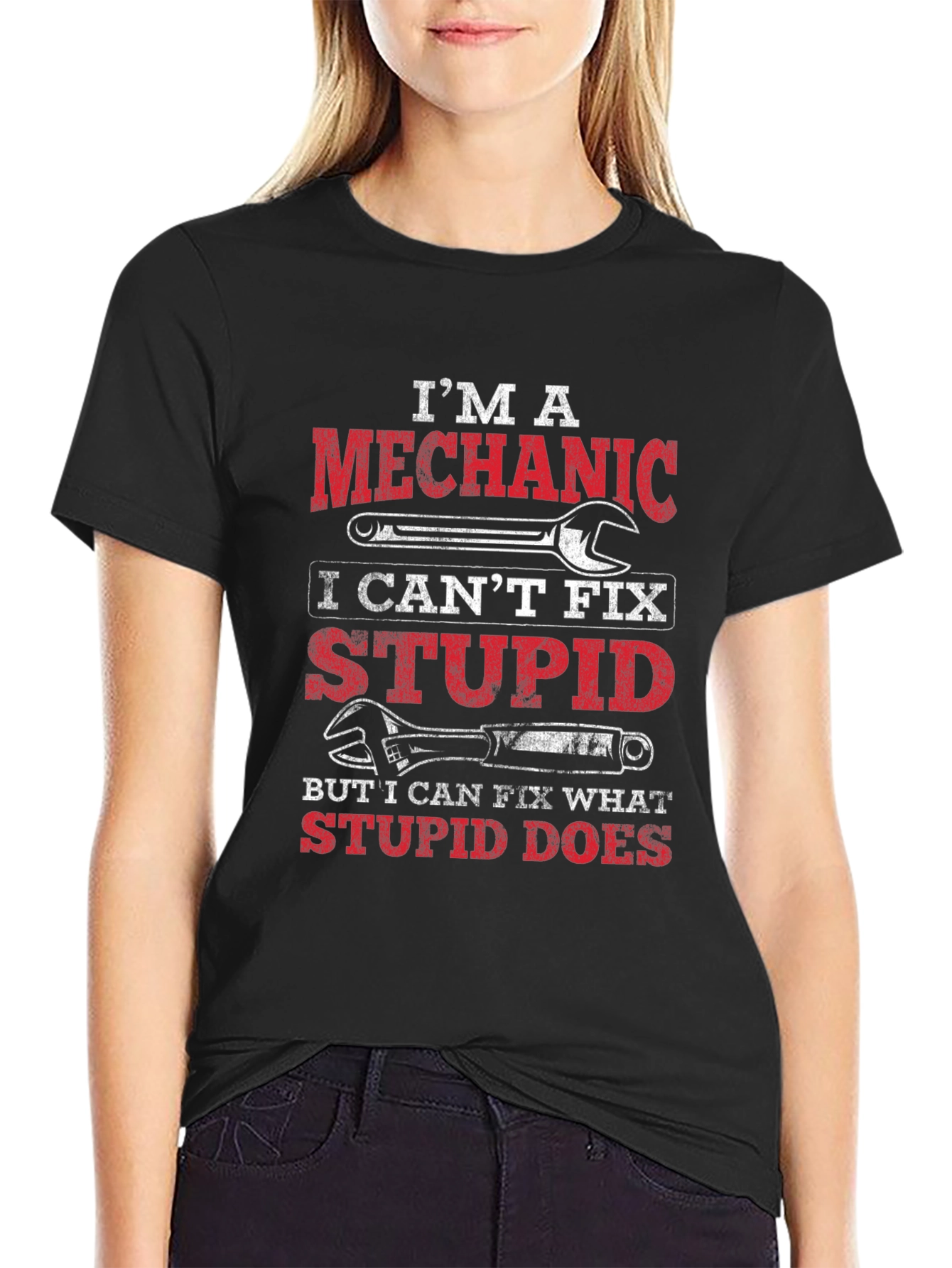 Mechanic T-Shirt: Cant Fix Stupid Funny Tee